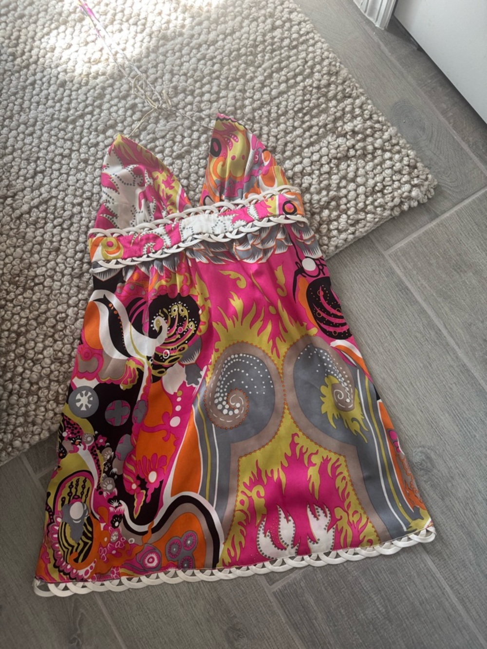 Alice & Trixie Halter Dress in Pink, Orange & Gray, lime green - Picture 5 of 11